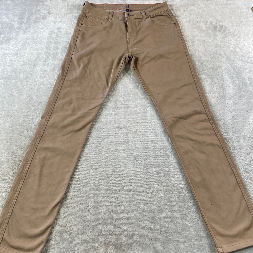 johnnie O Five Pocket Pants Men 32x33 Tan Stretch Preppy Casual Minimalist Light